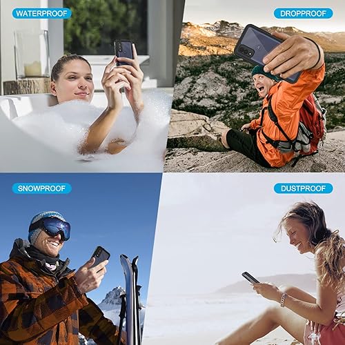 Miniatura 7 de Lanhiem Funda para Moto G Pure, IP68 impermeable a prueba de polvo con protector de pantalla integrado, funda resistente de cuerpo completo a prueba