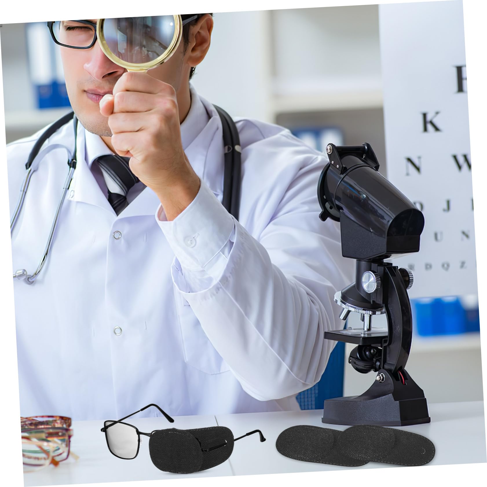 Parches Oculares para Gafas de Tela No Tejida, 12 Piezas sin Irritación Piel, Fijación Segura para Uso en Casa y Viajes