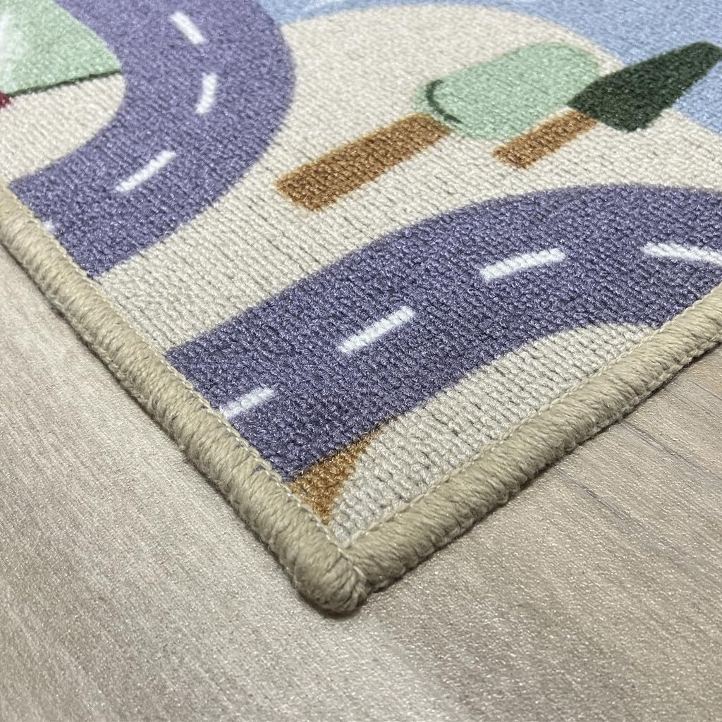 Alfombra Infantil Poble – diseño de Pueblo en Nylon Resistente– Ideal para Jugar con Coches– Segura, Lavable y Llena de Aventuras (200 x 200 cm)
