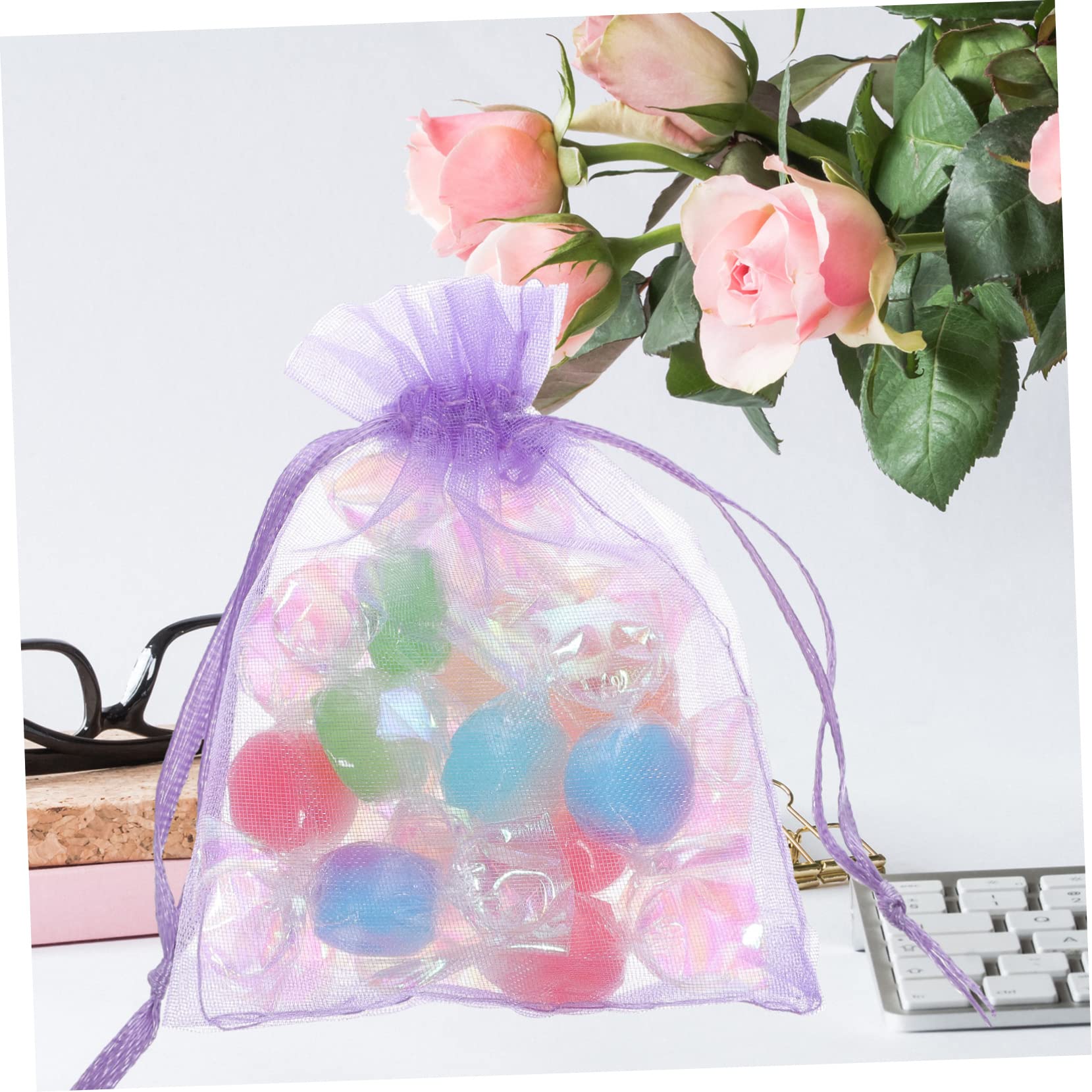 Didiseaon 250 Pz sacchetto in organza sacchetti netti sacchetti per la festa borsette portaconfetti natalizi di organza piccole borse con coulisse