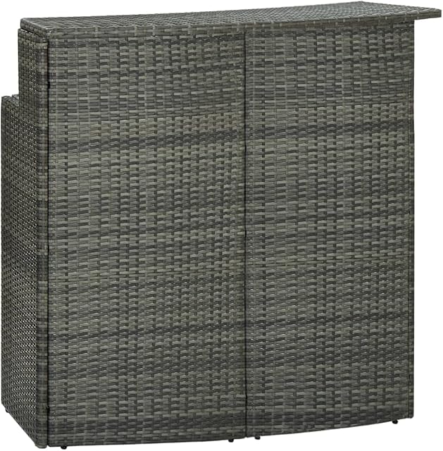 vidaXL Garden Bar Table Outdoor Counter Pub Desk Garden Bar Counter Table Coffee Tea Desk Outdoor Garden Patio Furniture Grey Poly Rattan