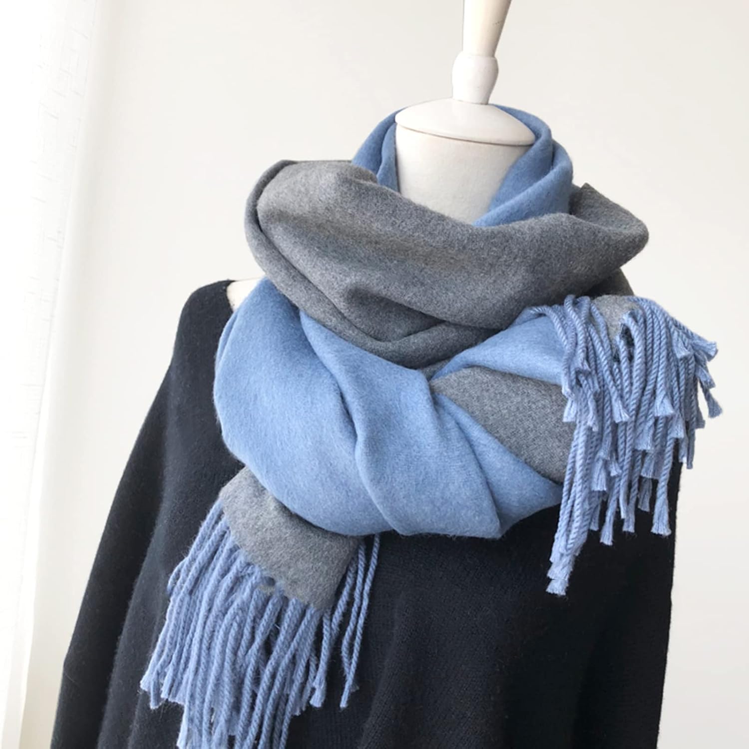 Floralies Cashmere Scarf for Women Wool Scarf Gift Box Double-sided Style Tassels Winter Thick Oversized Scarves Wraps