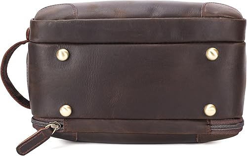 Miniatura 9 de Polare - Neceser de viaje impermeable de lona encerada, de cuero de grano completo, kit de aseo de viaje, kit de afeitado con cremalleras YKK,