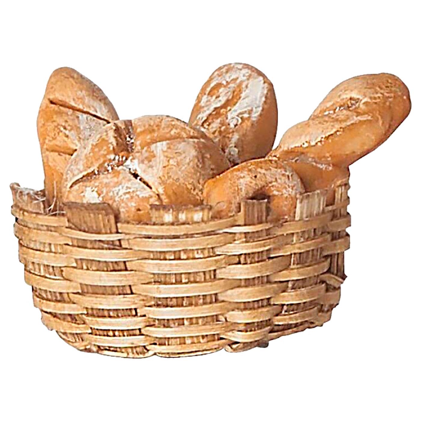 Tradineur - Figura de Cesta con Pan en Miniatura para Belén - Fabricado en Marmolina - Adorno Divertido para Nacimiento, Navidad, decoración Tradicional