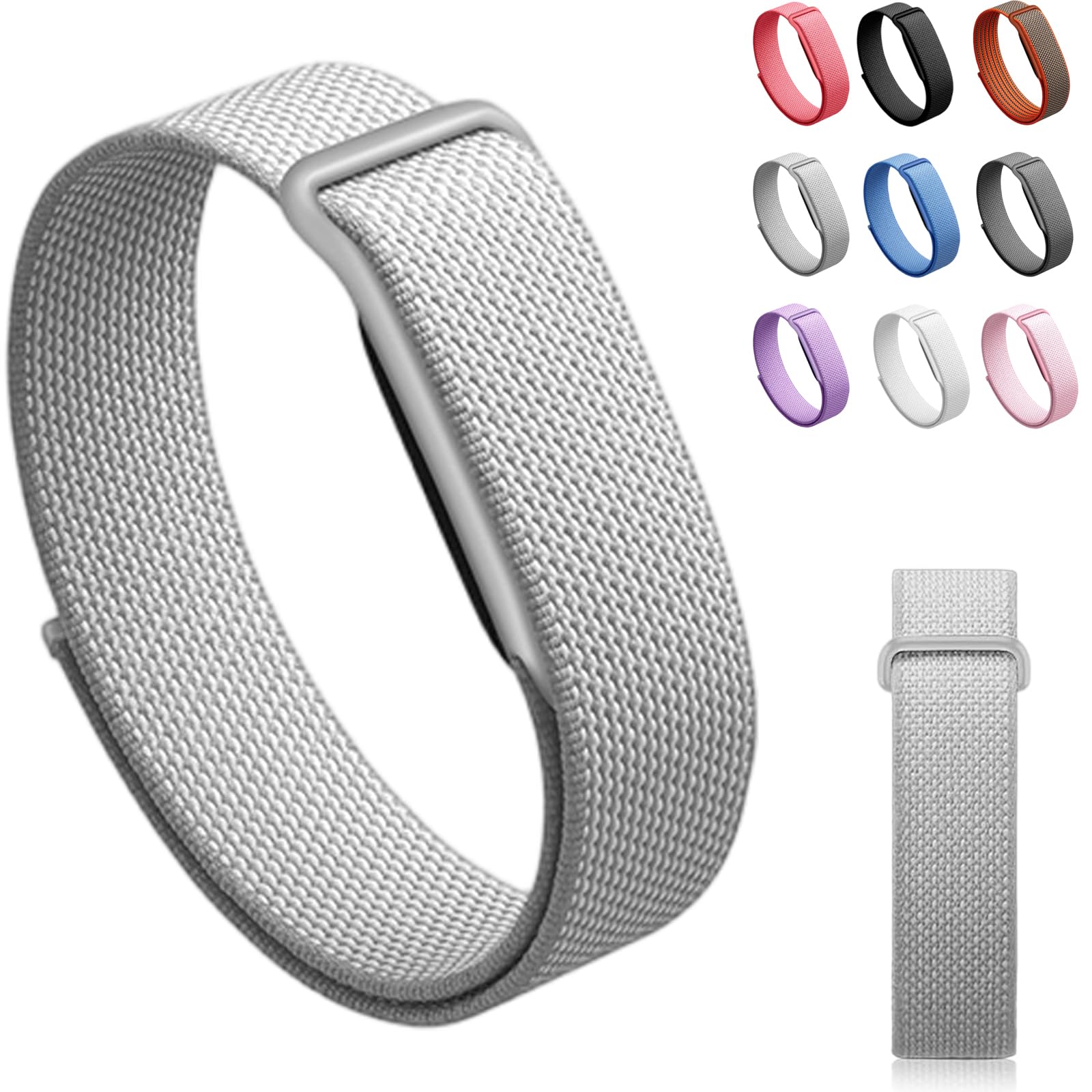Siebkorb for Google Fitbit Air Nylon Band,Hook and Loop Strap Replacement,Breathable Sport Loop,Adjustable Woven Wristband for Fitbit Air Screenless Fitness Tracker,Non-Original (1, Nylon-Grey)