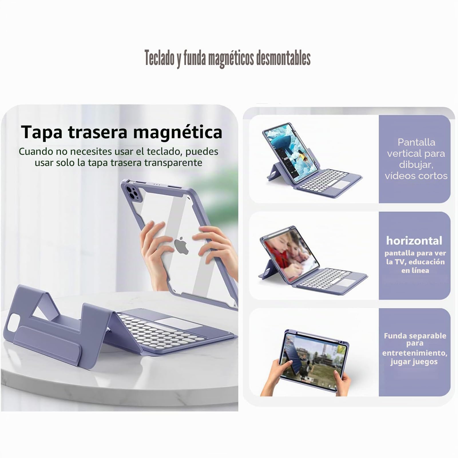 Funda con Teclado Vertical para iPad 10,2 Pulgadas 9ª/8ª/7ª Generación (2021/2020/2019), Trackpad Multi-Touch, Español QWERTY Teclado Inalámbrico Desmontable con Ratón Bluetooth, Verde Oscuro