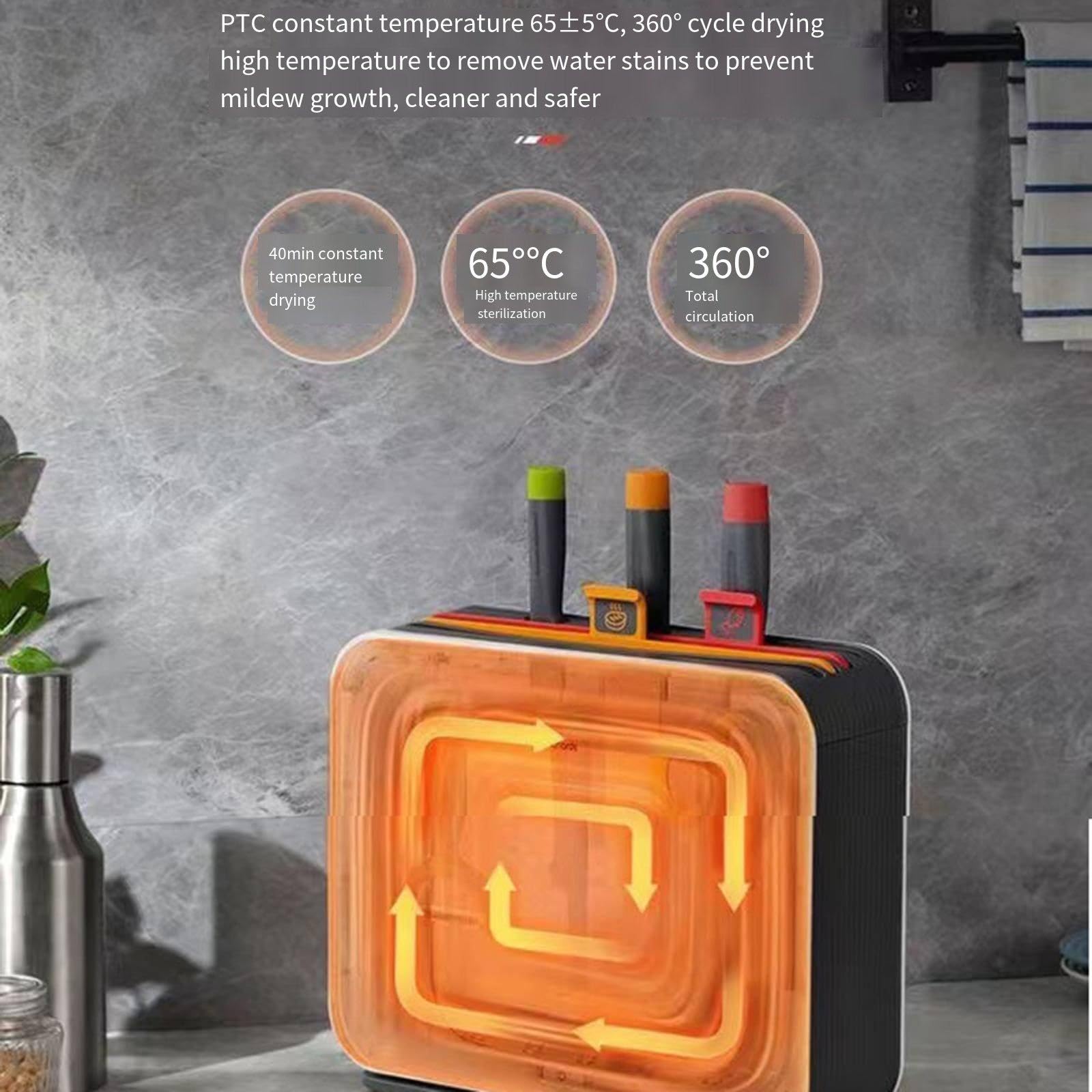 Máquina de desinfección para tabla de cortar, soporte desmontable para secadora de aire caliente para desinfectar cuchillos y utensilios de cocina
