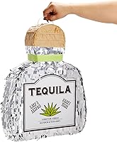 Vista 7 de Sparkle and Bash Forma de botella de tequila de piñata, pequeña, lámina plateada, 16.5 x 13 x 3 pulgadas, piñata para decoraciones de fiesta