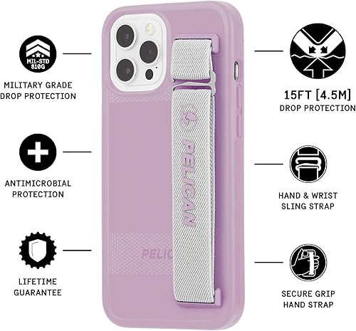 Miniatura 3 de PELICAN - Serie PROTECTOR SLING - Funda para iPhone 12 y iPhone 12 Pro (5G), protección contra caídas de 15pies, de 6.1 pulgadas, color morado malva