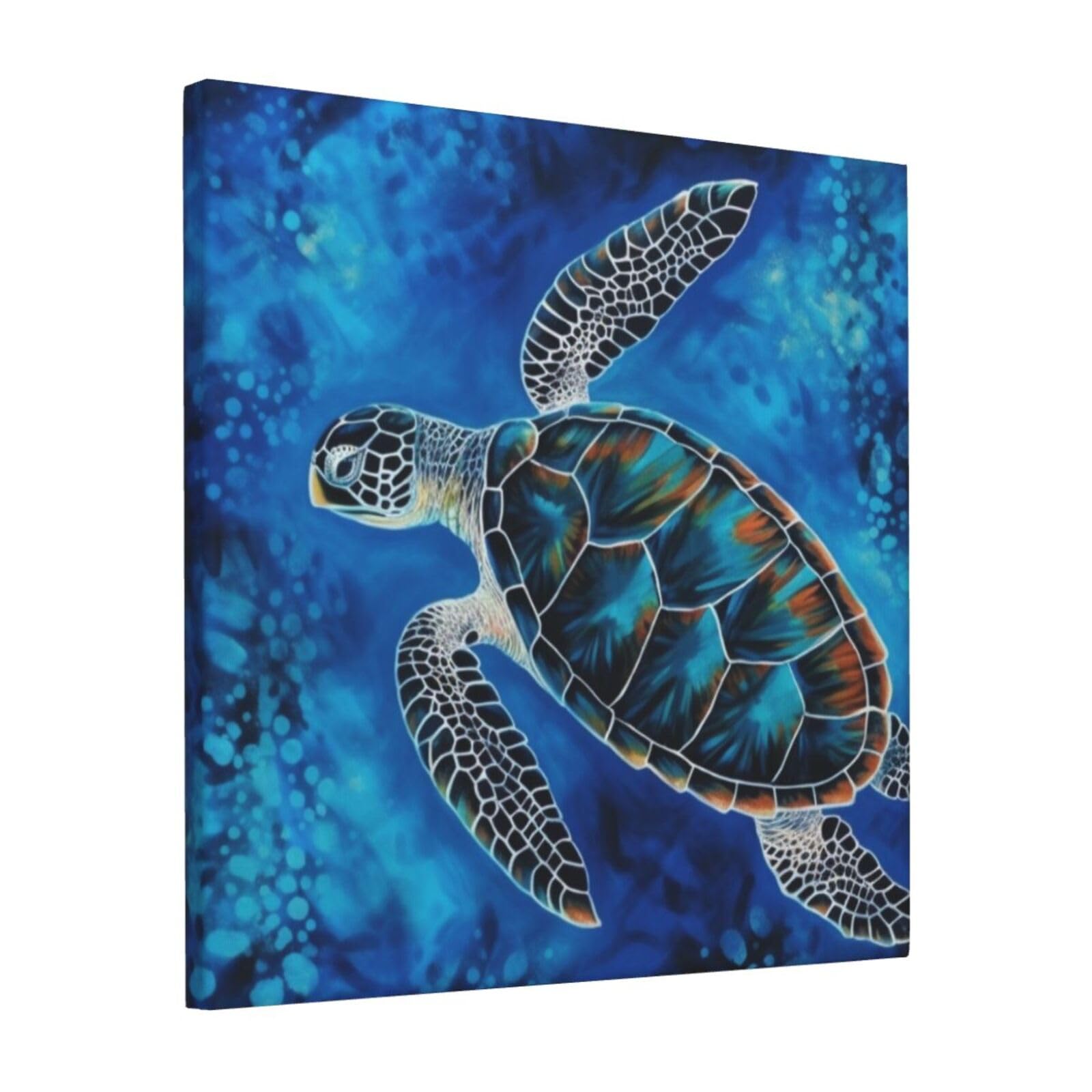 KLOPH Sea Turtle-Blue Canvas Wall Art for Living Room 12"x12" Modern Artwork Painting for Bathroom Hanging Canvas Prints Aesthetic Wallart for Bedroom Kitchen Office Wall Decor