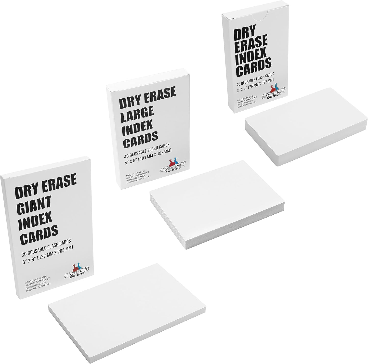 Dry Erase Index Card 3 Pack Bundle (3" x 5", 4" x 6", 5" x 8") Office Products