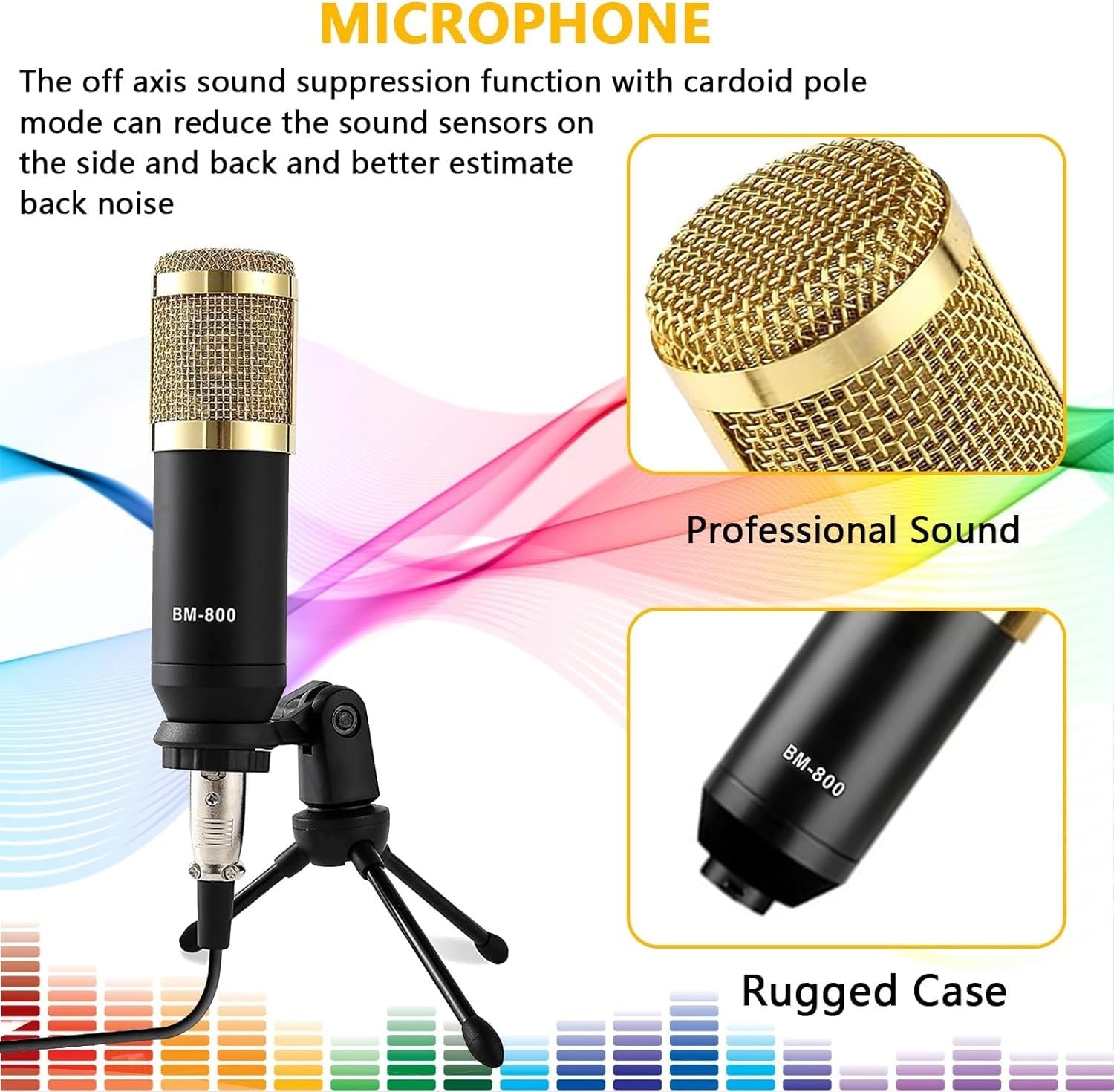 Mesa Mezclas DJ, Paquete de equipo de podcast, micrófono condensador con trípode y mezclador de audio profesional