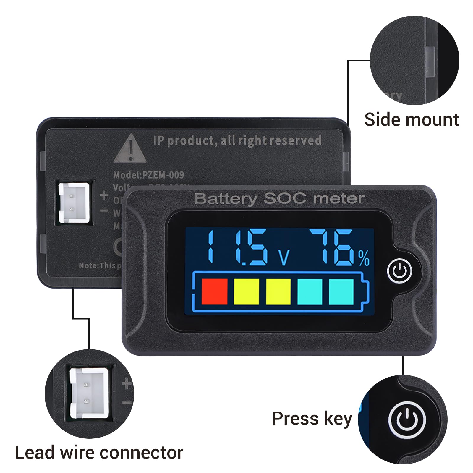 DROK Battery Meter 12V, Marine RV Battery Capacity Volt Monitor, Voltage Indicator Gauge for Iron Phosphate Lithium Battery