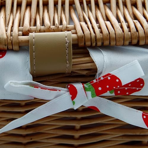 Miniatura 3 de CINWEN Cestas de almacenamiento de ratán con tapa Cesta de mimbre tejida a mano Cesta de almacenamiento de regalo rectangular con forro de tela