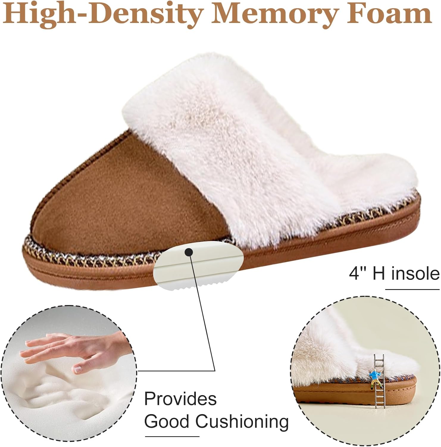 Women's Fuzzy Memory Foam Slippers Fluffy House Slippers Indoor and Outdoor Warm Gifts Trendy Anti-Skid House Shoes - Image 4