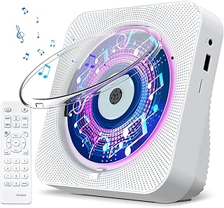 Gueray CD Player with Speakers Bluetooth Desktop CD Players for Home Radio CD Player with Remote Control HiFi Speakers Dust Cover LED Screen Timer Supports AUX USB TF Card Playback