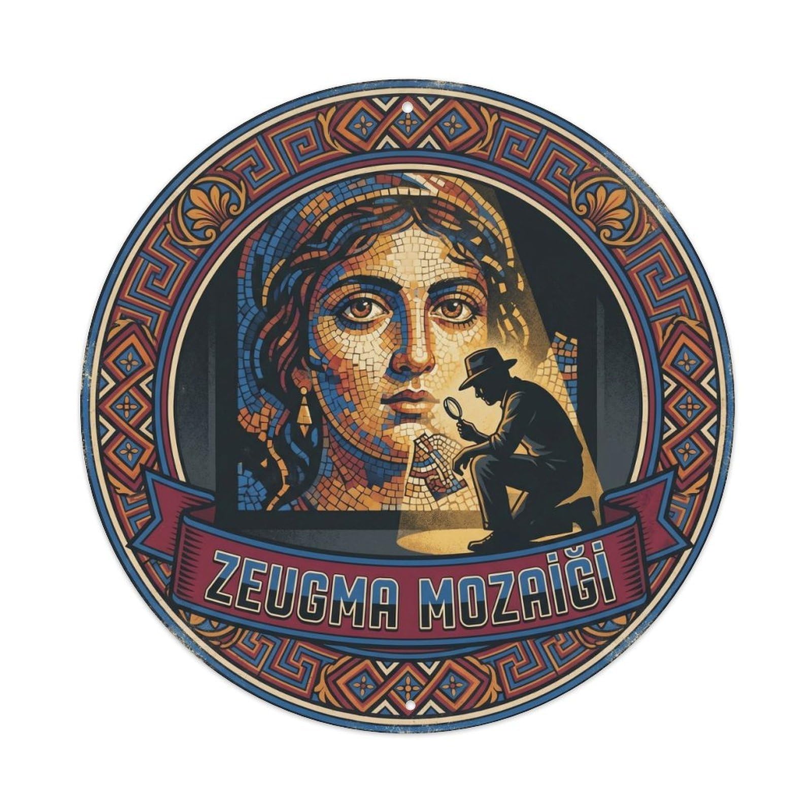 Gaziantep Zeugma Mosaic Turkey Travel Bold Color Metal Tin Sign