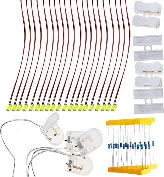 28Pcs LED Pre Wired Emitting Diode White 12V Micro LED 0805 SMD LEDs & 3Volt Botton Cell Battery Case Holder & Quick Cable Connector