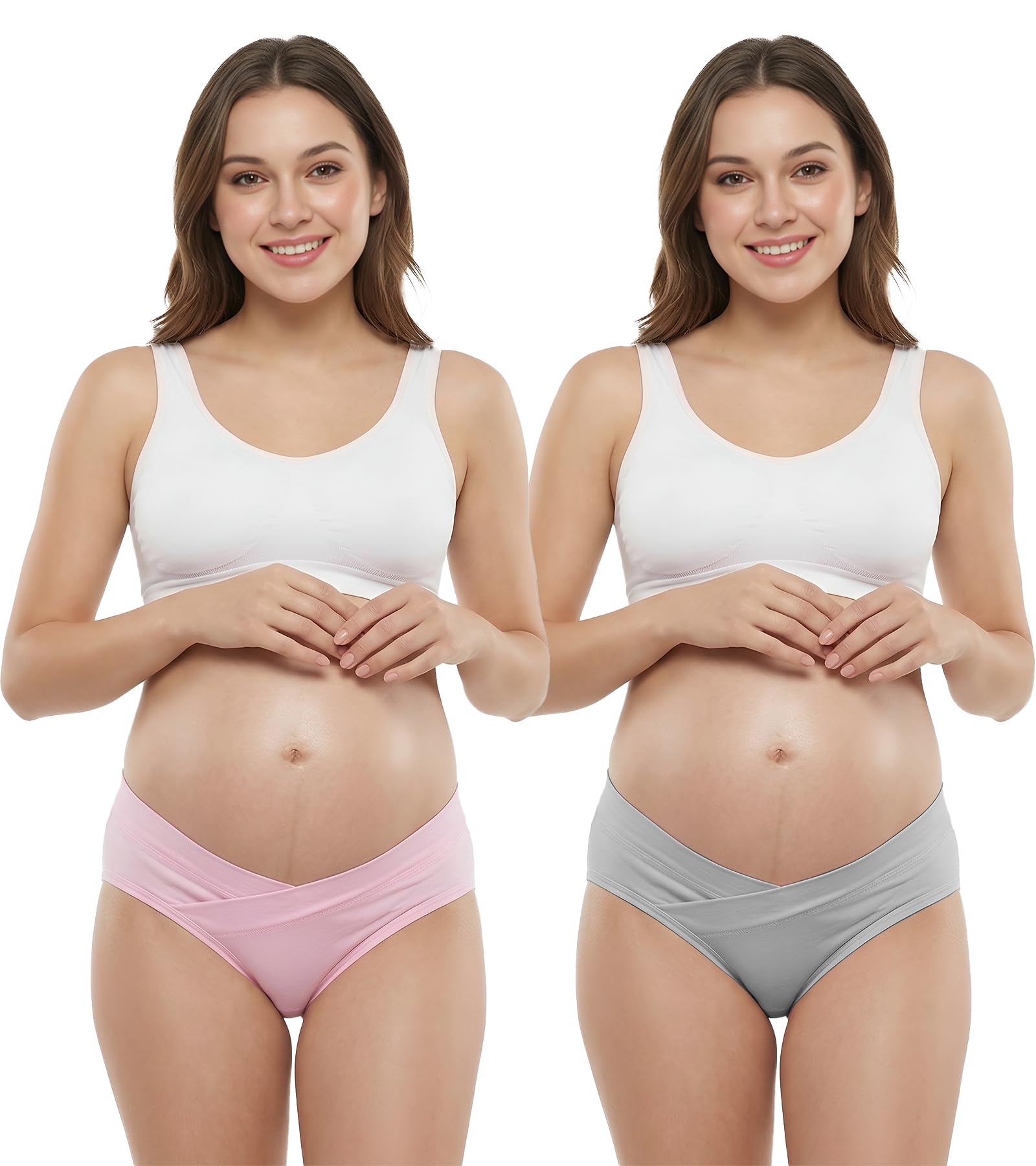 DClub Women's Cotton Seamless Maternity Underwear | Under the Bump Pregnancy & Postpartum Bikini Panties | Soft Stretch Breathable Everyday Wear Pack of 2