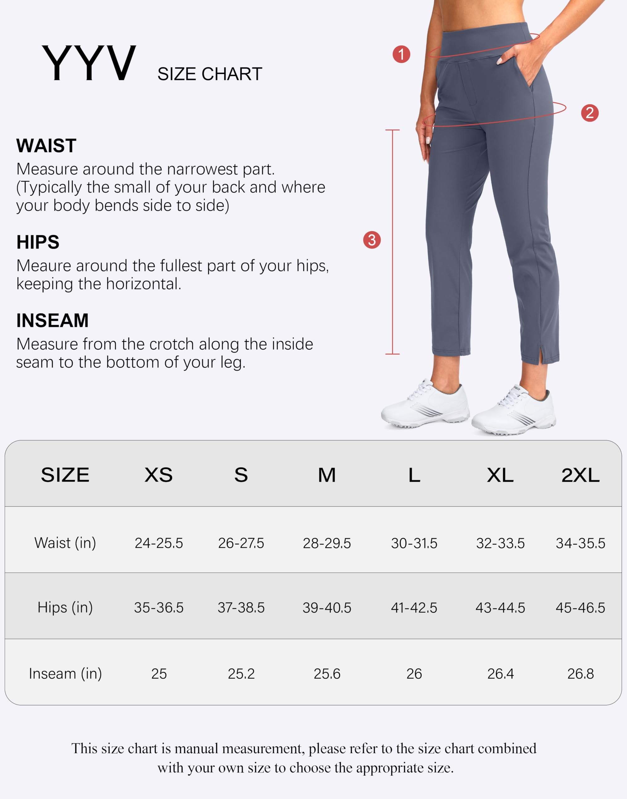 YYV Pantalones de golf para mujer, elásticos, de cintura alta, con bolsillos, para yoga, negocios, viajes, casual