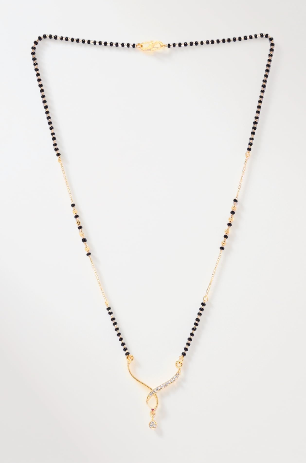 Priyaasi American Diamond Mangalsutra for Women | Black Beads Mangalsutra for Women | Modern Short Style