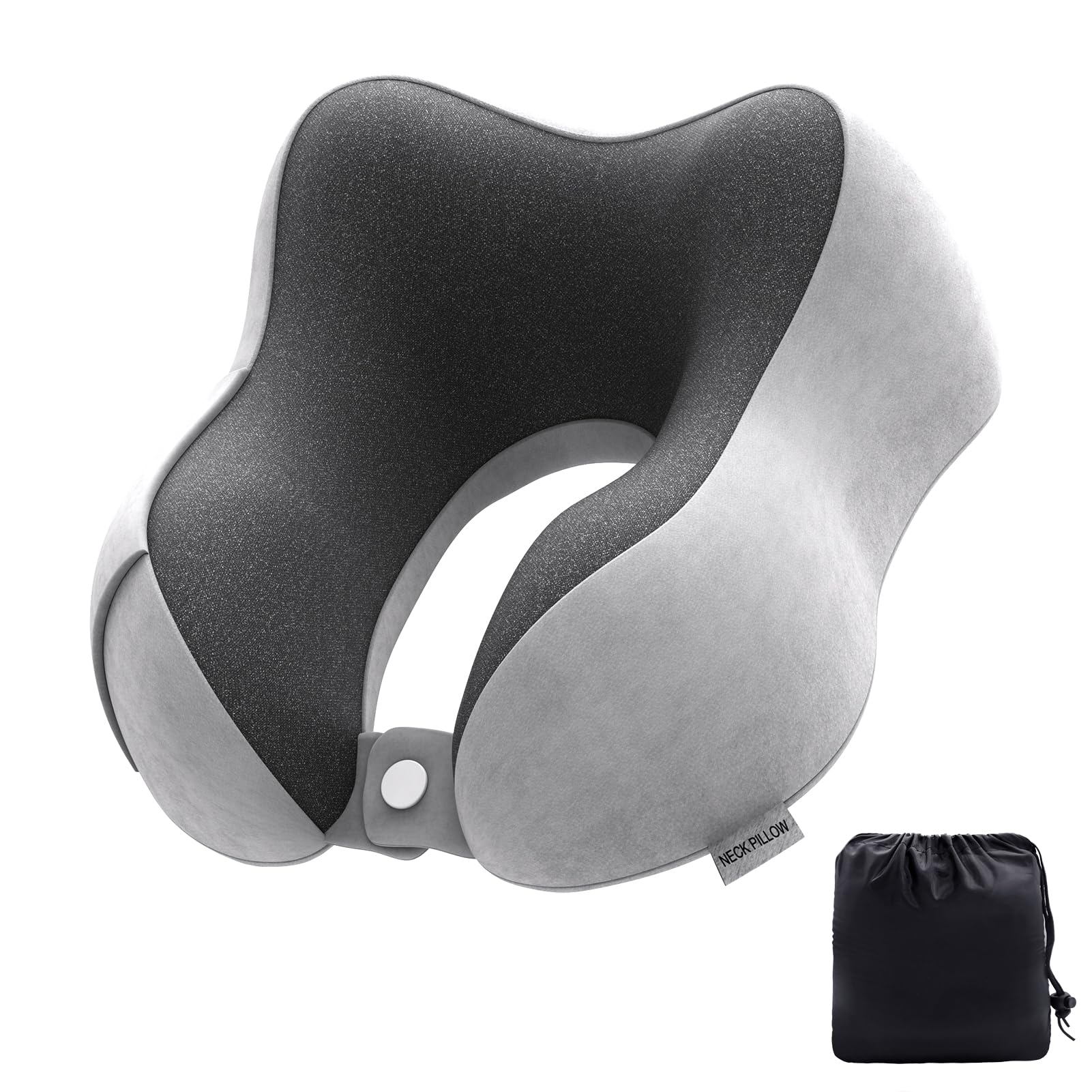 Cuscino da viaggio in memory foam, leggero e rapido, per aereo, treno, auto, viaggi, campeggio, supporto per il collo (grigio scuro
