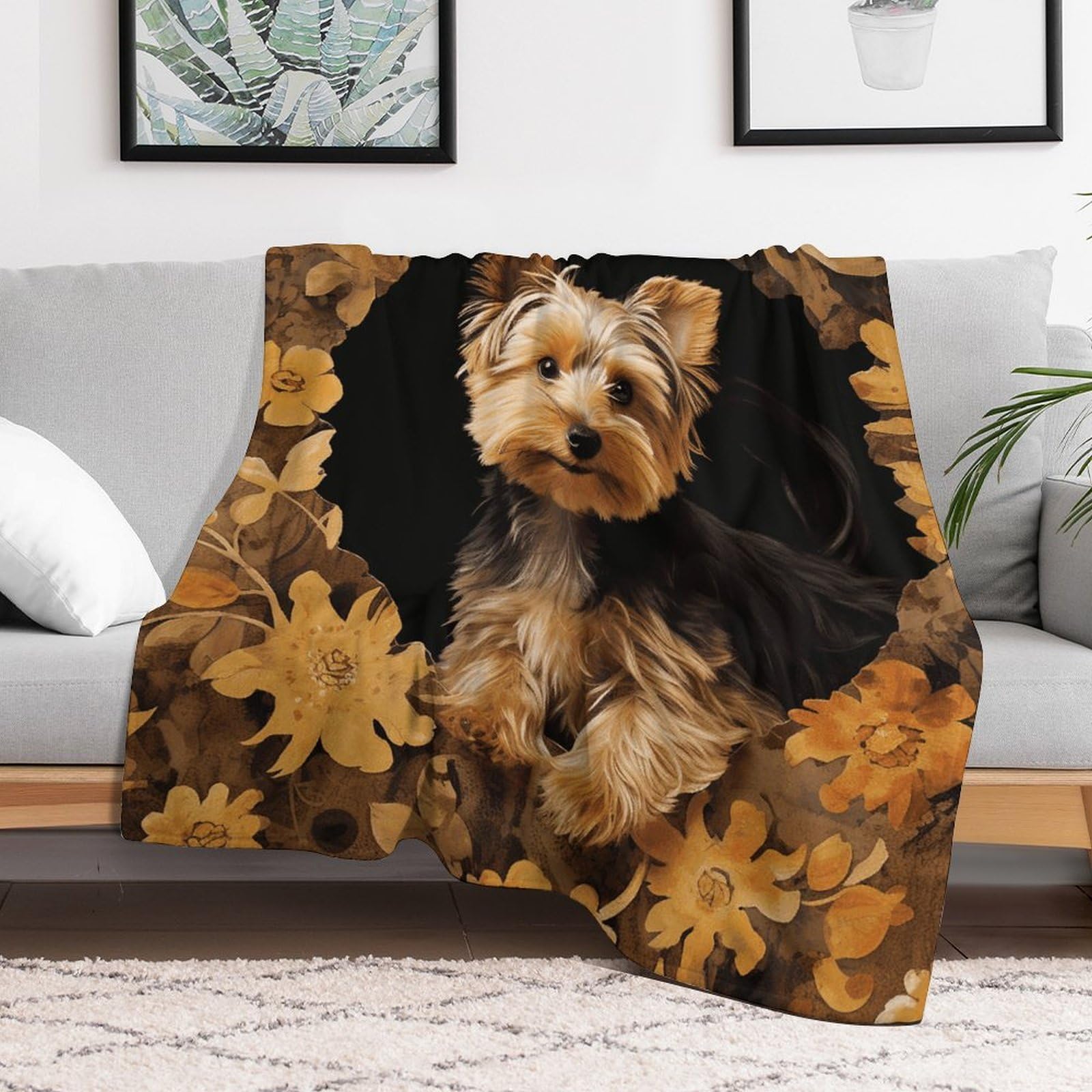 Couverture polaire flanelle haut de gamme motif Yorkshire pour lit