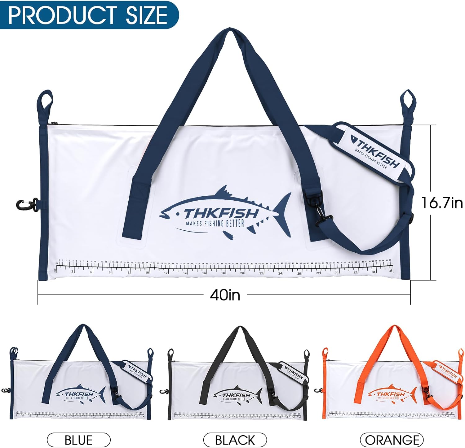 THKFISH Insulated Fish Cooler Bag, 40x16in Fish Kill Bag for Caught Fish, Portable Waterproof Insulated Fishing Bags Keeps Ice Cold Over 24 Hours