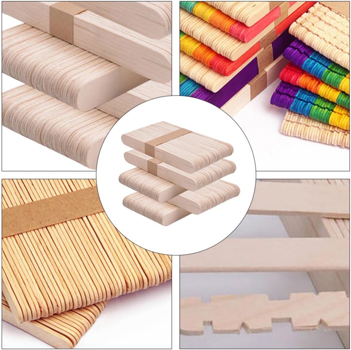 250pcs Wooden DIY Craft Sticks for Students and Crafters, Beige