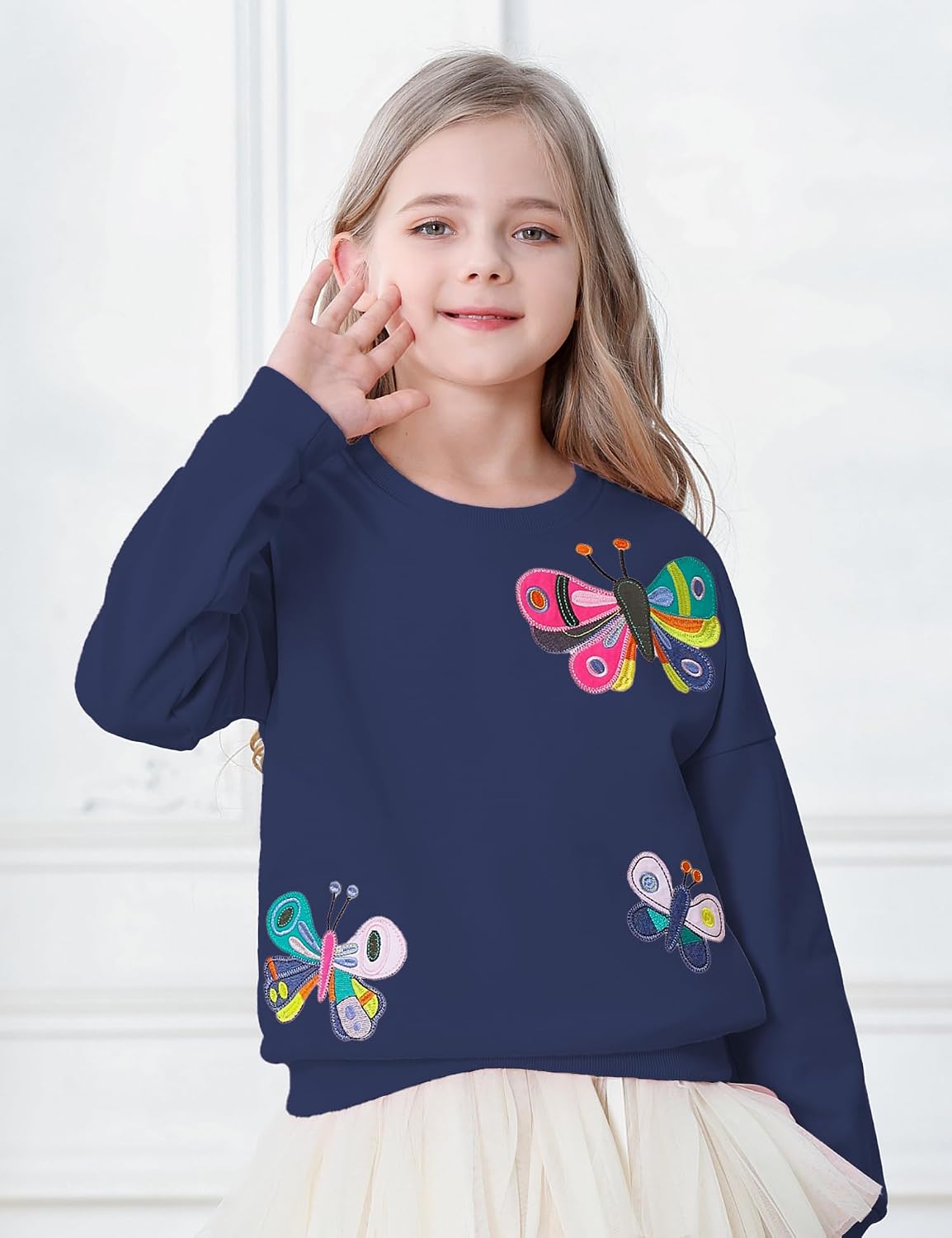FreeLu Girls Cotton Pullover Sweatshirts Kids Cute Cartoon Printed Crewneck Tops