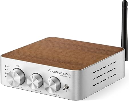 Qlearsoul HiCore H2 Bluetooth 5.4 Hi-Fi Stereo Amplifier TI TPA3255 Class D, 100W x2 @4 Rated Output, Anti-Hijack BT Mode, RCA/AUX/BT 3-Input Hub for Passive Speakers, Includes 30V/5A Adapter