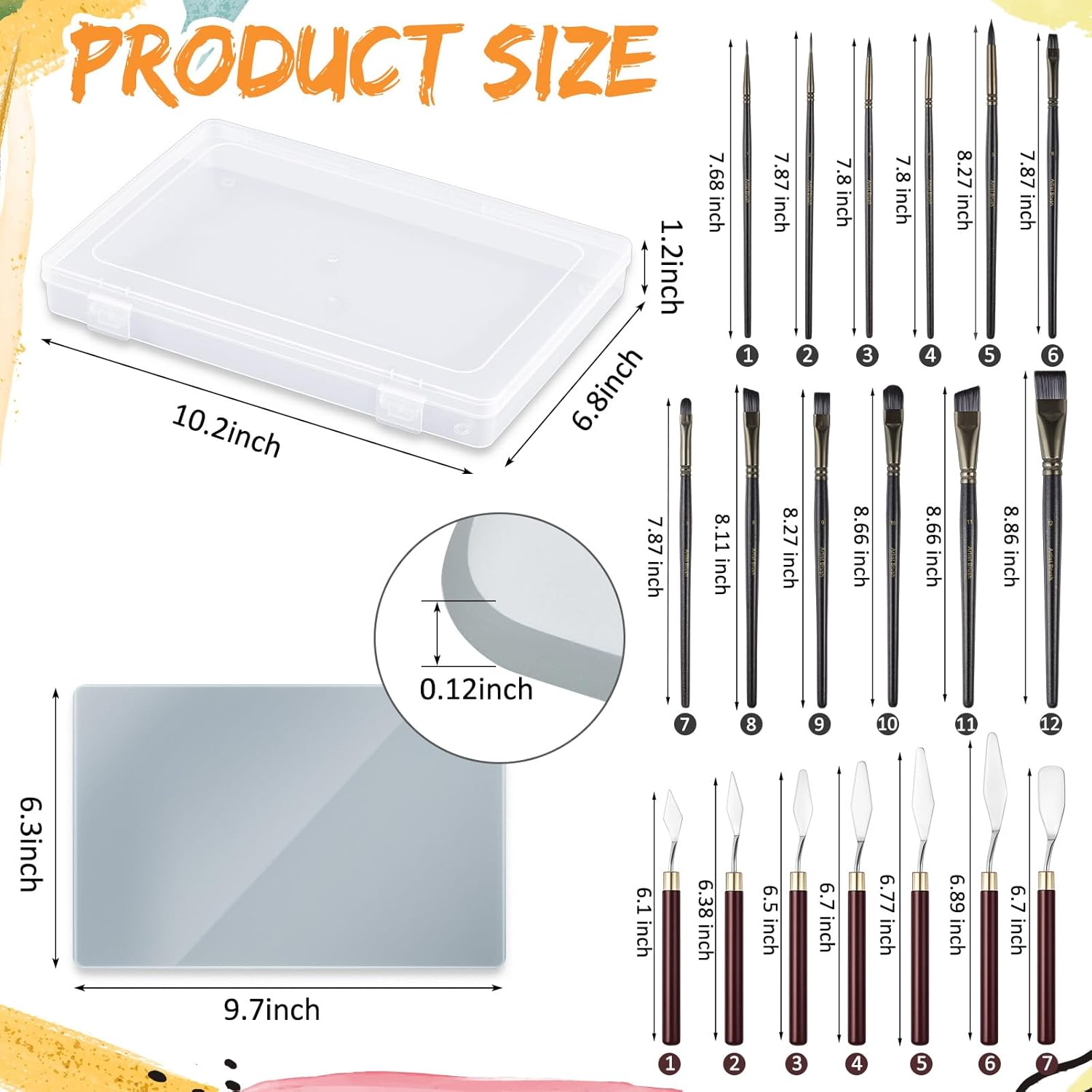 Nuanchu 22 Pcs Painting Starter Kit for Beginners, Tempered Glass Paint Palette, Stay Wet Palette Box with Lid, Brushes, Knives, Sponge, All-in-one Art Set Gift for Beginners, Artists & Painters