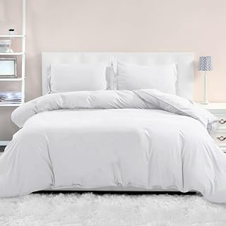 Mocassi Luxury Full Size 3-Piece Duvet Cover Set - 1800 Premium Hotel Quality Microfiber Button Closure Duvet Cover (No Comforter Included), 1 Duvet Cover 88x88 Inch and 2 Pillow Shams, White