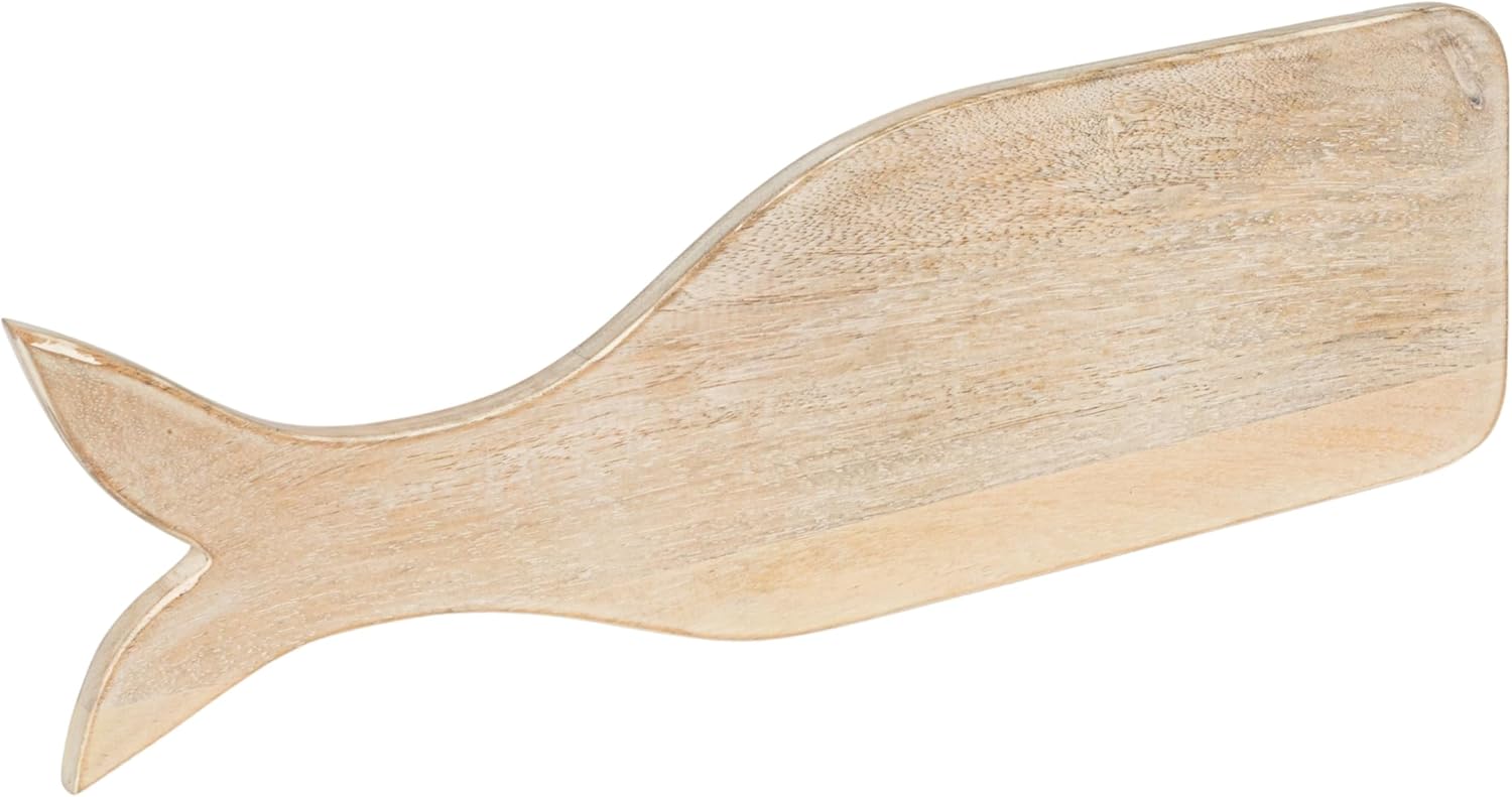 Creative Co-Op Mango Wood Whale Shaped Cheese and Cutting Board, Natural