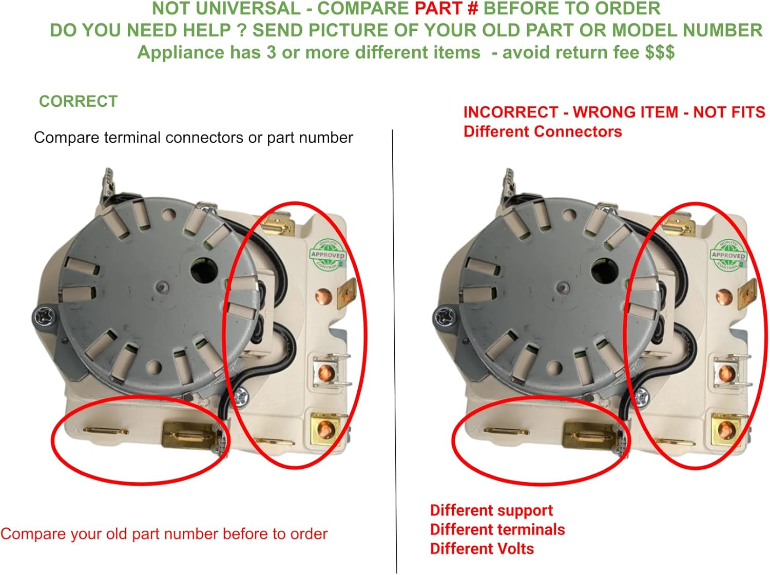 GLOB PRO SOLUTIONS WE04X22654 Washer/Dryer Timer 10 terminals Replacement for and Compatible with Kenmore General Electric Heavy Duty