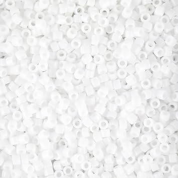 Miyuki Delica Seed Beads Size 11/0 (1.6 mm), DB0200, Opaque Chalk White, 7.2 g, Approx. 1440 Beads, Made in Japan