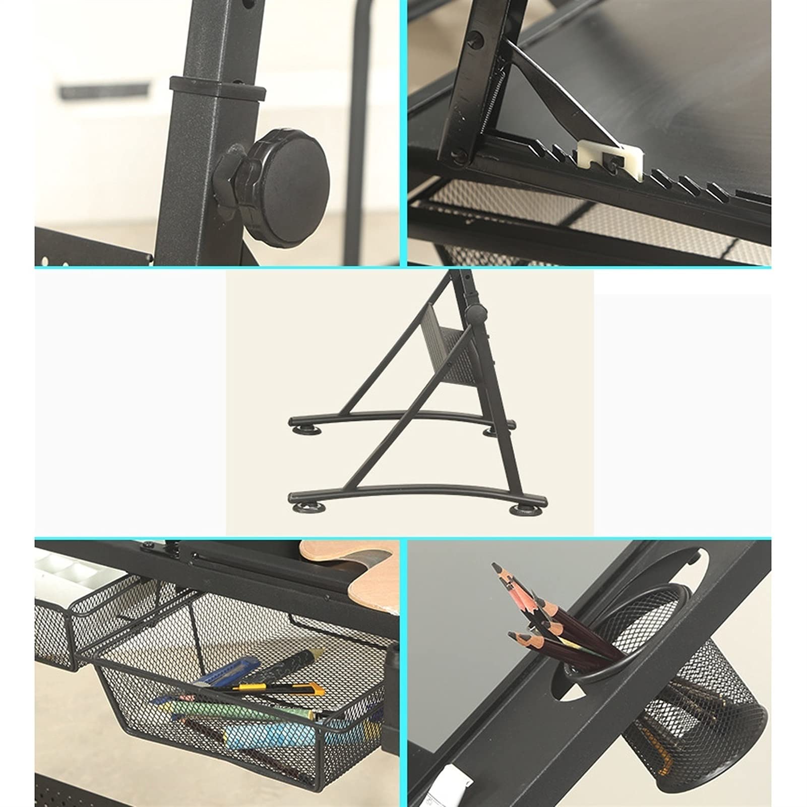 Mesa De Arte De Dibujo De Altura Ajustable, Escritorio De Artistas Mesa De Vidrio Inclinable Estación De Trabajo De Pinturas con Cajón De Almacenamiento, Estación De Trabajo De Artesanía De Escritur