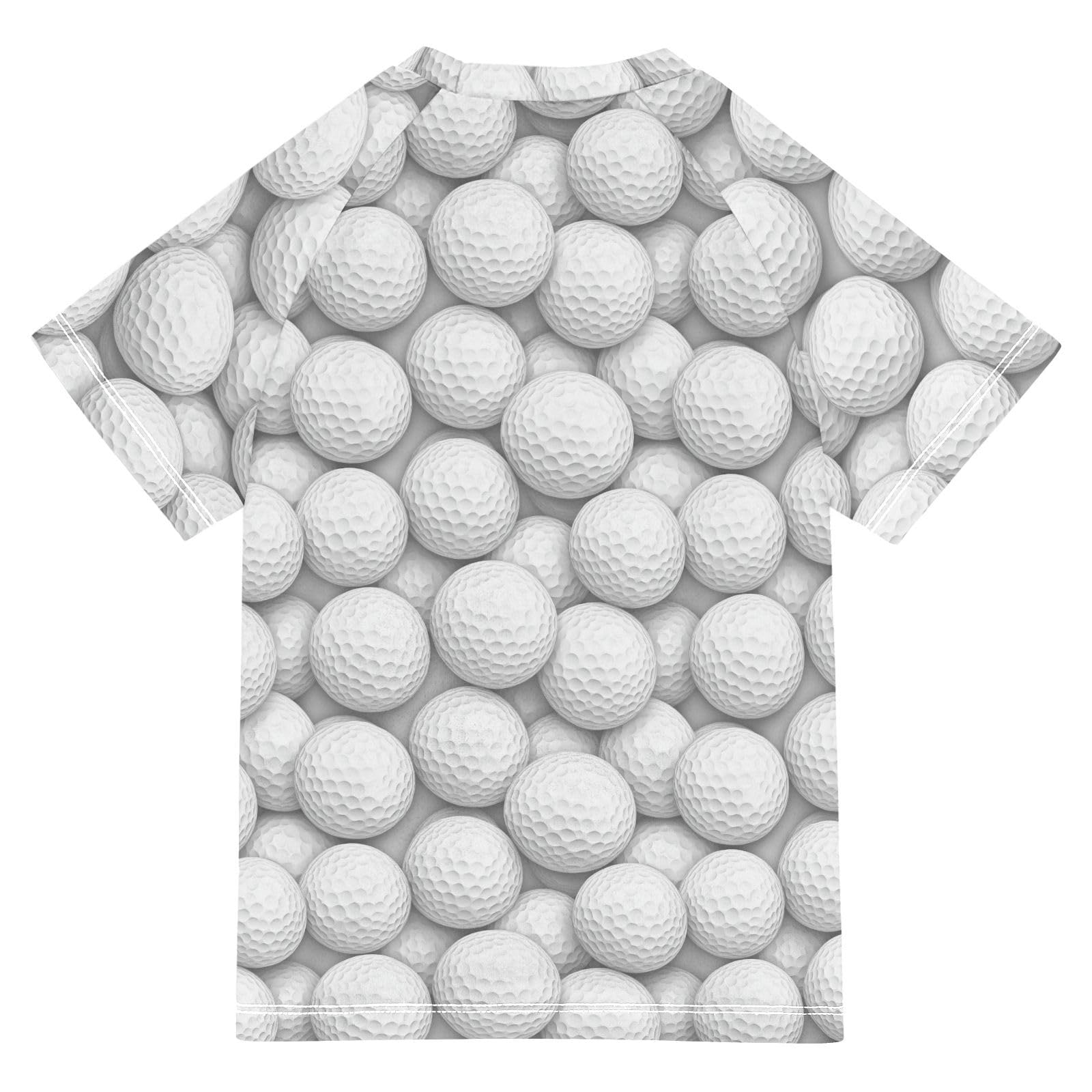 Girl Bathing Suit Short Sleeve Swimsuit Kids Girls 7T Golf Ball White