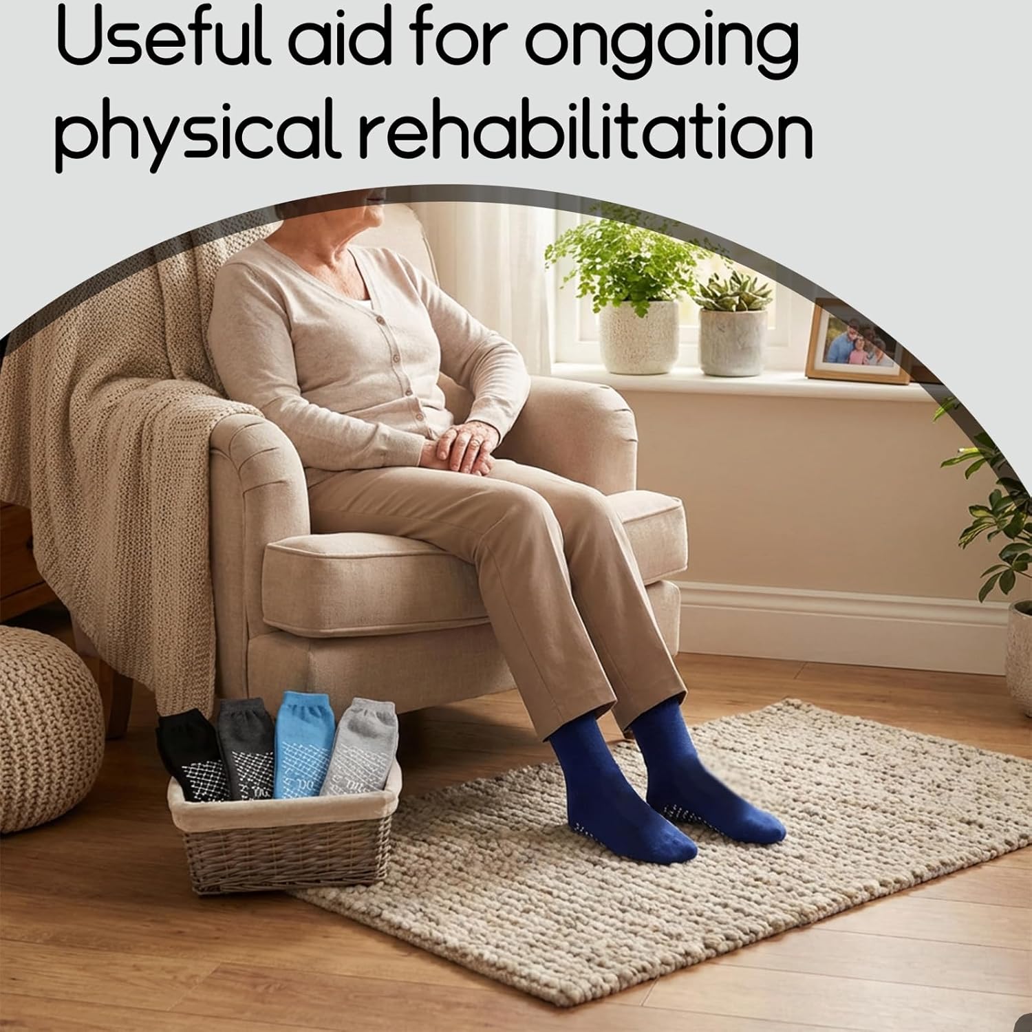 15 Pairs Non Slip Hospital Socks Extra Wide Single Tread Slipper Socks with Grips for Seniors Patient Women Men