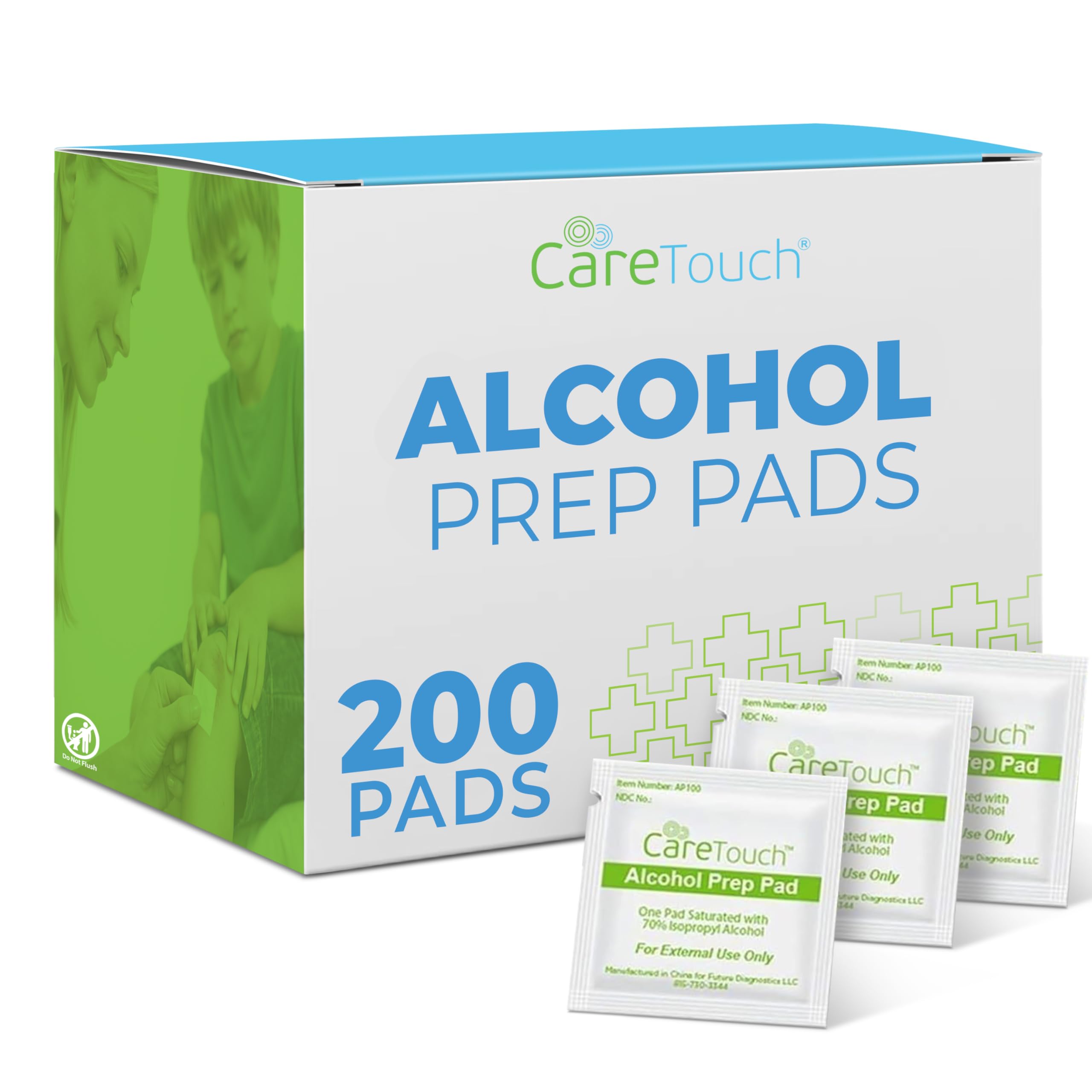 Alcohol Wipes | Individually Wrapped Alcohol Prep Pads with 70% Isopropyl Alcohol, Great for Medical &amp; First Aid Kits | Sterile, Antiseptic 2-Ply Alcohol Swabs - 200 count