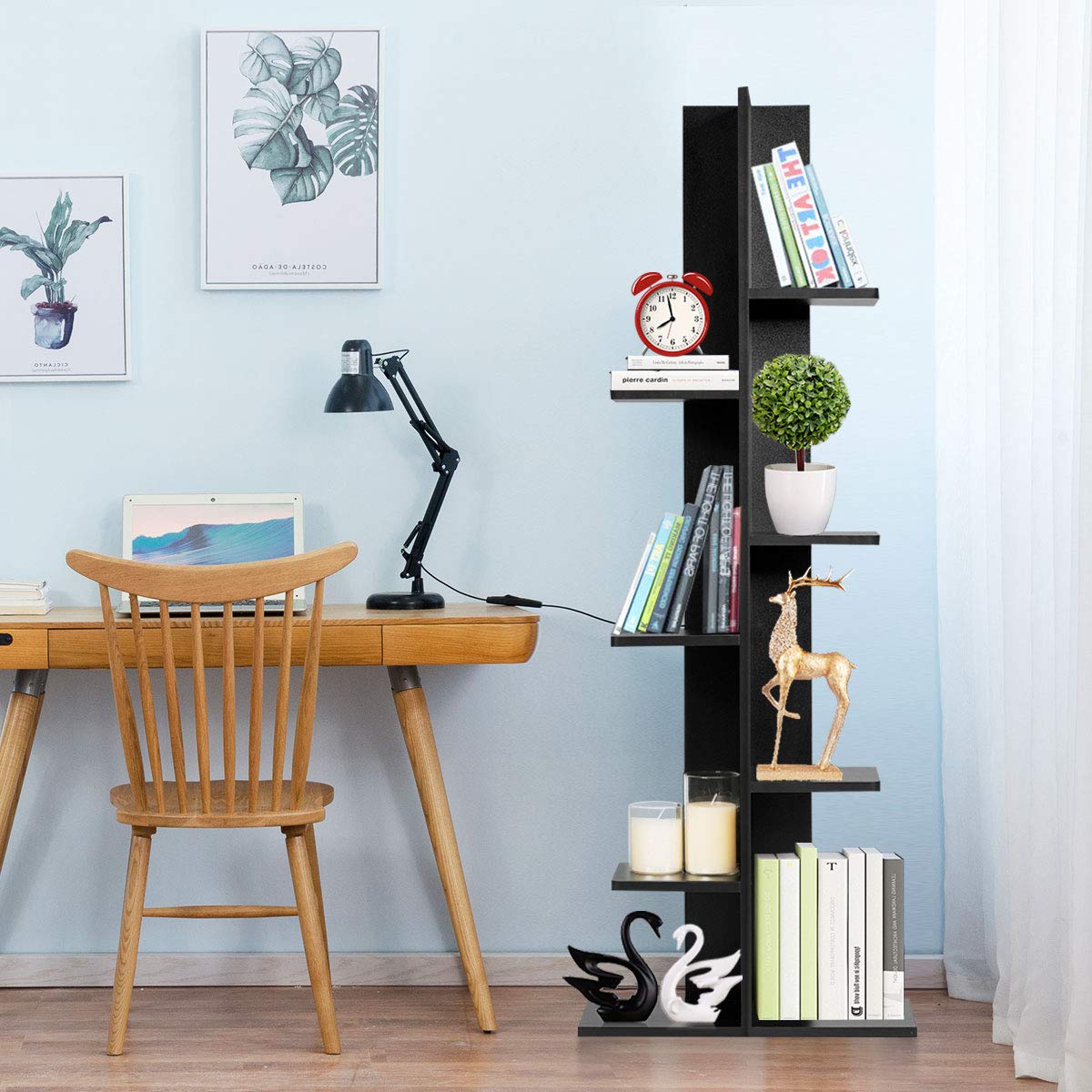 Amazon｜Giantex 本棚 7段 多目的収納棚 省スペース本棚 木製