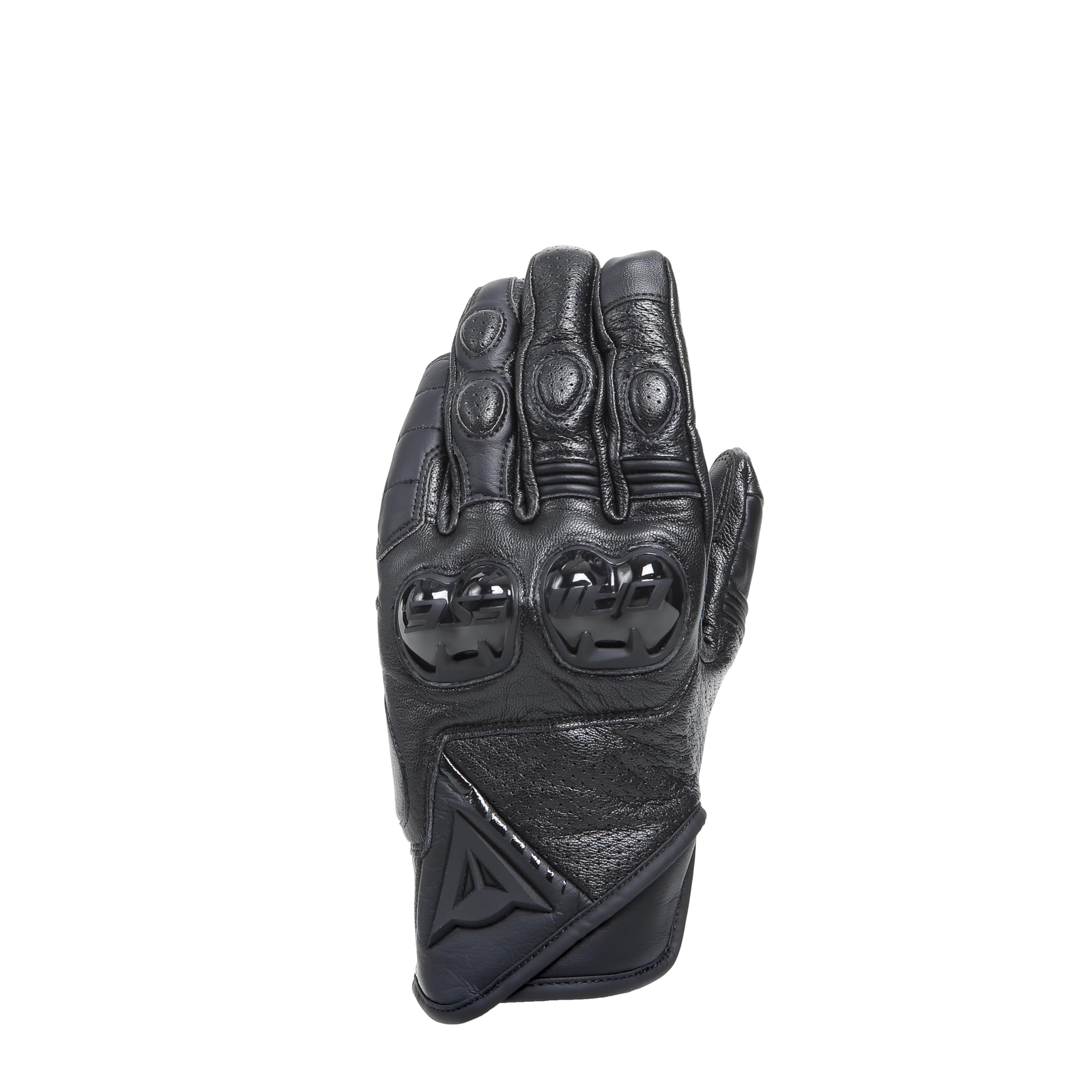 Dainese - Negroshape Leather Gloves, Guantes de Moto de Piel de Cabra, Protectores de Nudillos de TPU, Piel Perforada para Ventilación, Guantes de Moto para Hombre, Negro/Negro, M