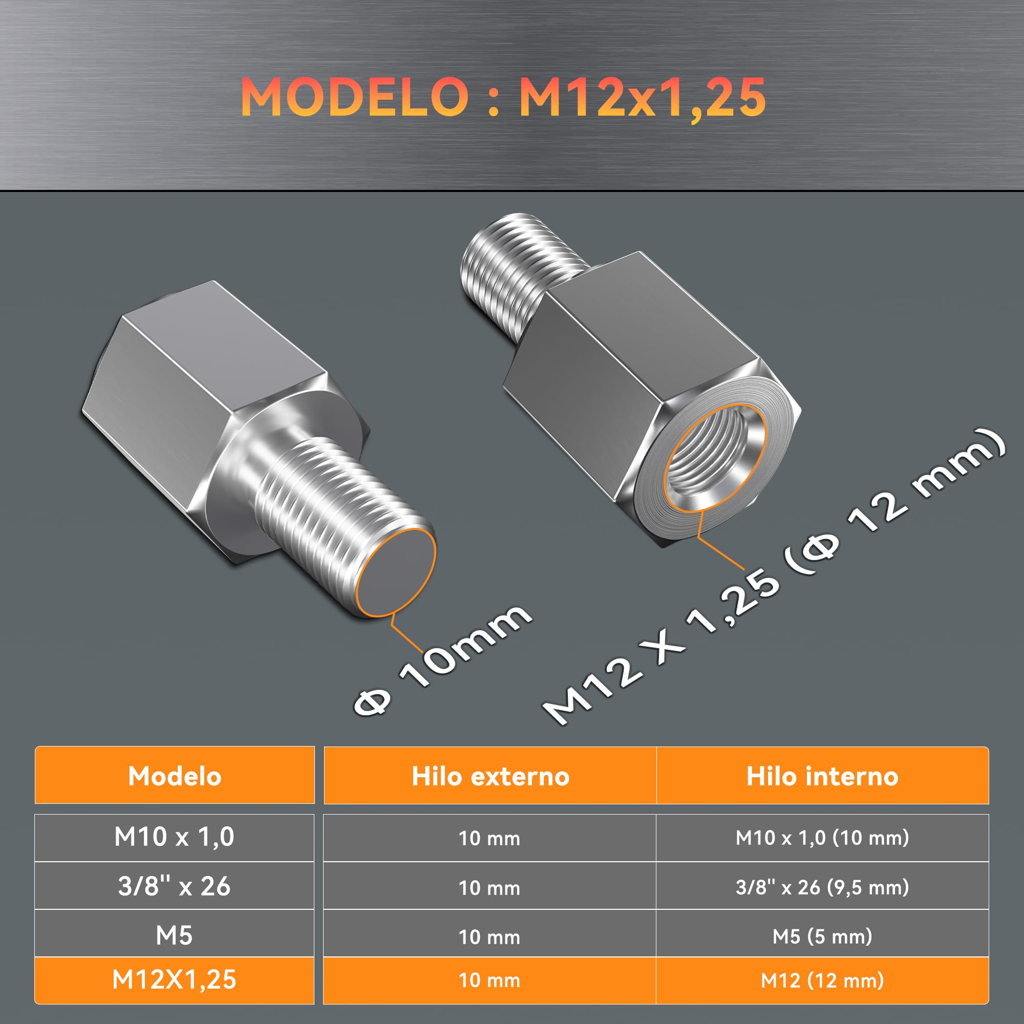 Adaptador de Eje de Bicicleta para TamañO de Rosca de M12 X 1,25 Eje Pasante, Adaptador de Acoplamiento de Remolque de Bicicleta