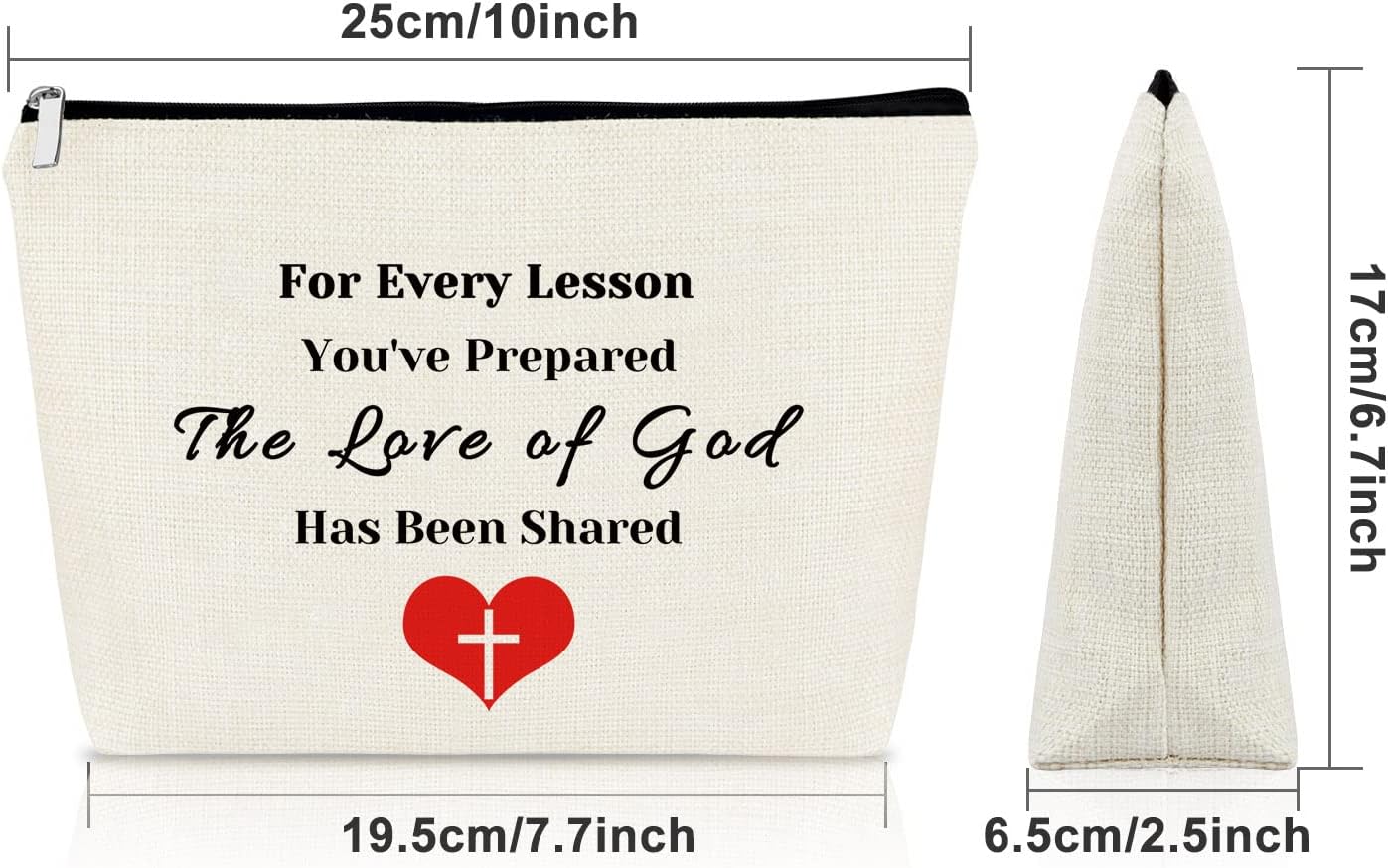 Sazuwu 3PCS Sunday School Teacher Appreciation Gifts Makeup Bag Thank You Religious Gifts for Women Christian Cosmetic Travel Bag Organizer image 2
