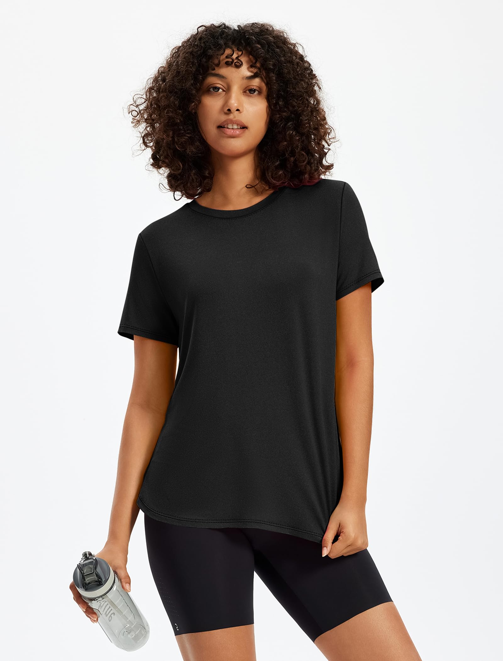 NIASHOT Workout Tops for Women Activewear Short Sleeve Shirts Gym Clothes Pilates Running Yoga Tops UPF 50+ Quick Dry — view 5