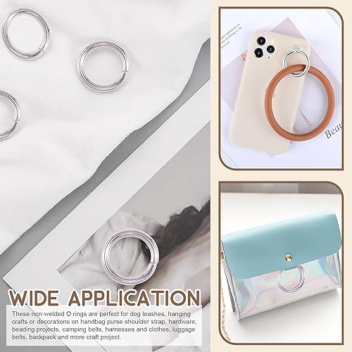 Miniatura 6 de Kit de 60 anillos de metal para cinturones, pasadores de accesorios para macramé, cinturón de campamento, correas para perro, accesorios de sable de