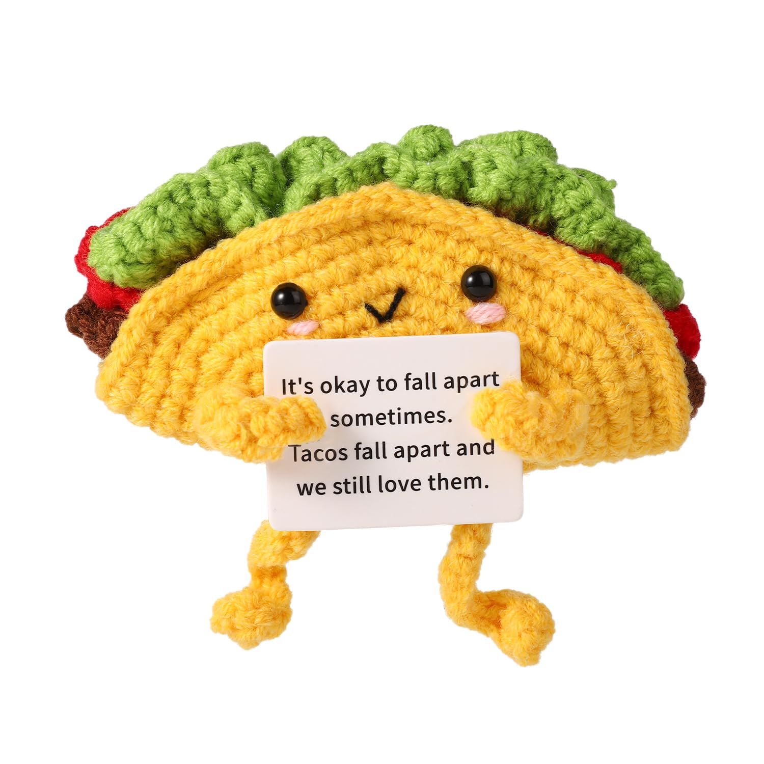 TOYMIS Taco Positive Support Crochet Taco Positive Taco Crochet Dolls Gift for Motivating Positive Knitted Mini Doll as Encouragement Gift Party Decoration