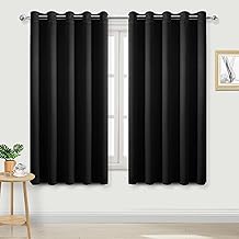 DWCN Black Blackout Curtains for Bedroom - Thermal Insulated Energy Saving Eyelet Window Curtains for Living Room 66 x 72 inch Length, 2 Panels