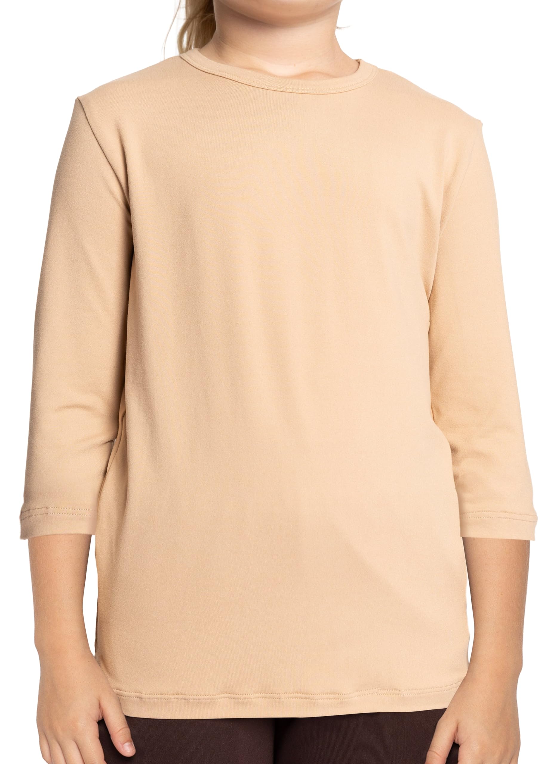 Shirts for Girls Long Sleeve Crew Neck Top, Hoodie or 3/4 Sleeve Soft Stretch Kids Lightweight Size 2-16