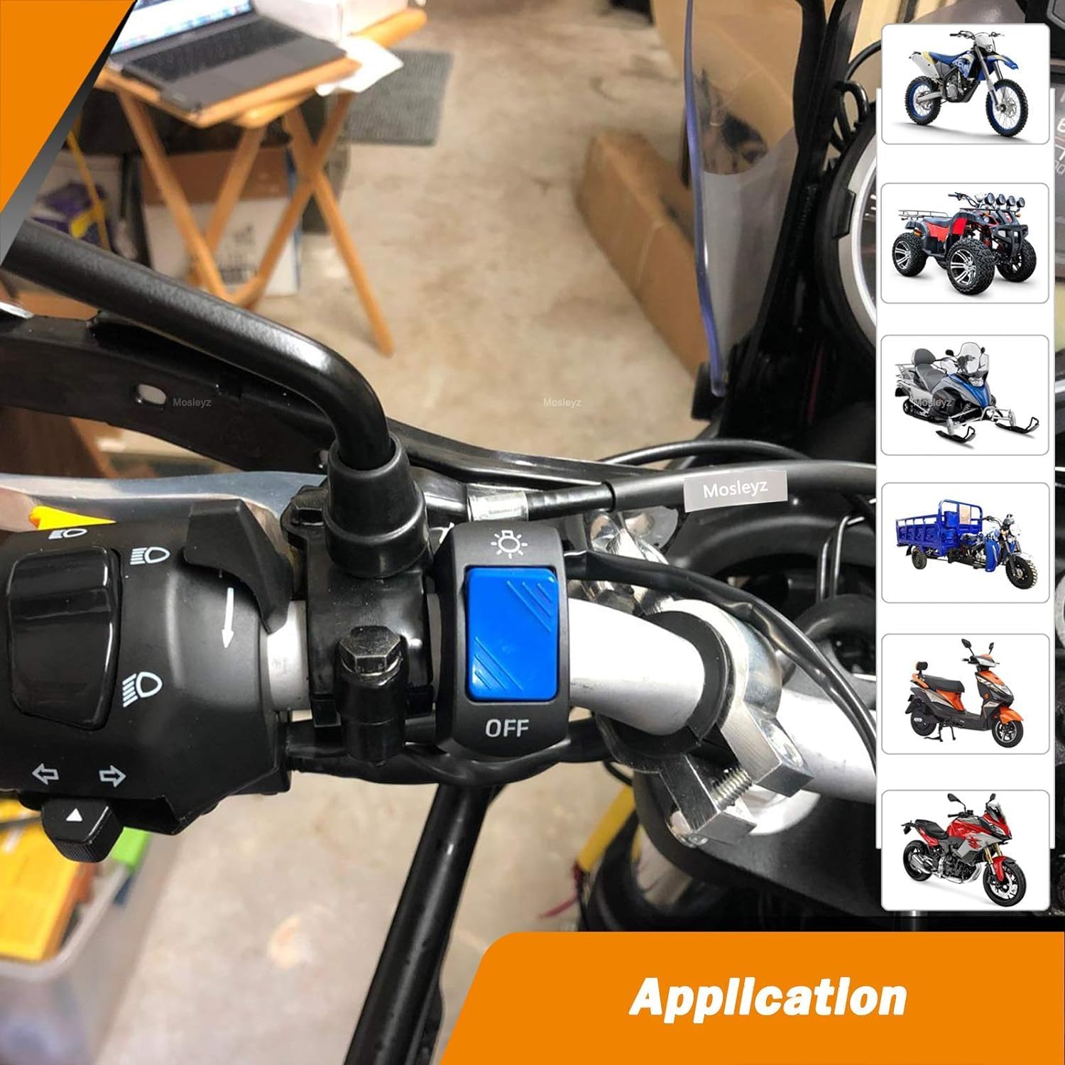 Gebildet Interruttore Manubrio Moto 2 Pezzi a Levetta con Pulsante On Off per U5 U7 U2 Scooter 7/8 Pollici 22mm Blu